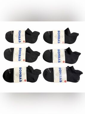 Bombas 6-Pack, Ankle Sock Tech Black Honeycomb Blister Tab Performance Medium